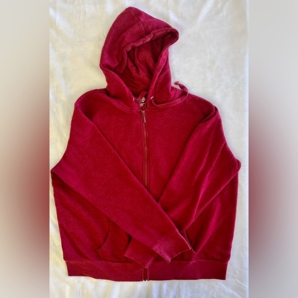 Time And‎ Tru Cranberry Zip Up Hoodie Sz XXL